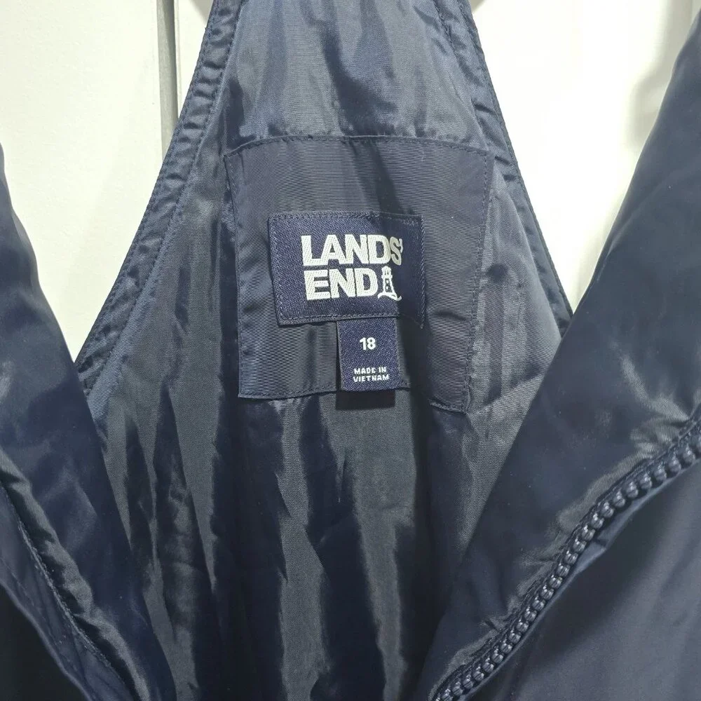 Nwot Lands End - 18 Big Kids Waterproof Insulated Iron Knee Snow‎ Bib In Navy